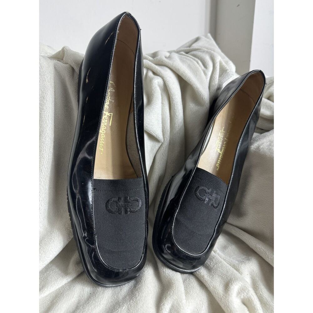 Salvatore Ferragamo Black Leather Classic Women’s size 8.5 2A Designer Shoes